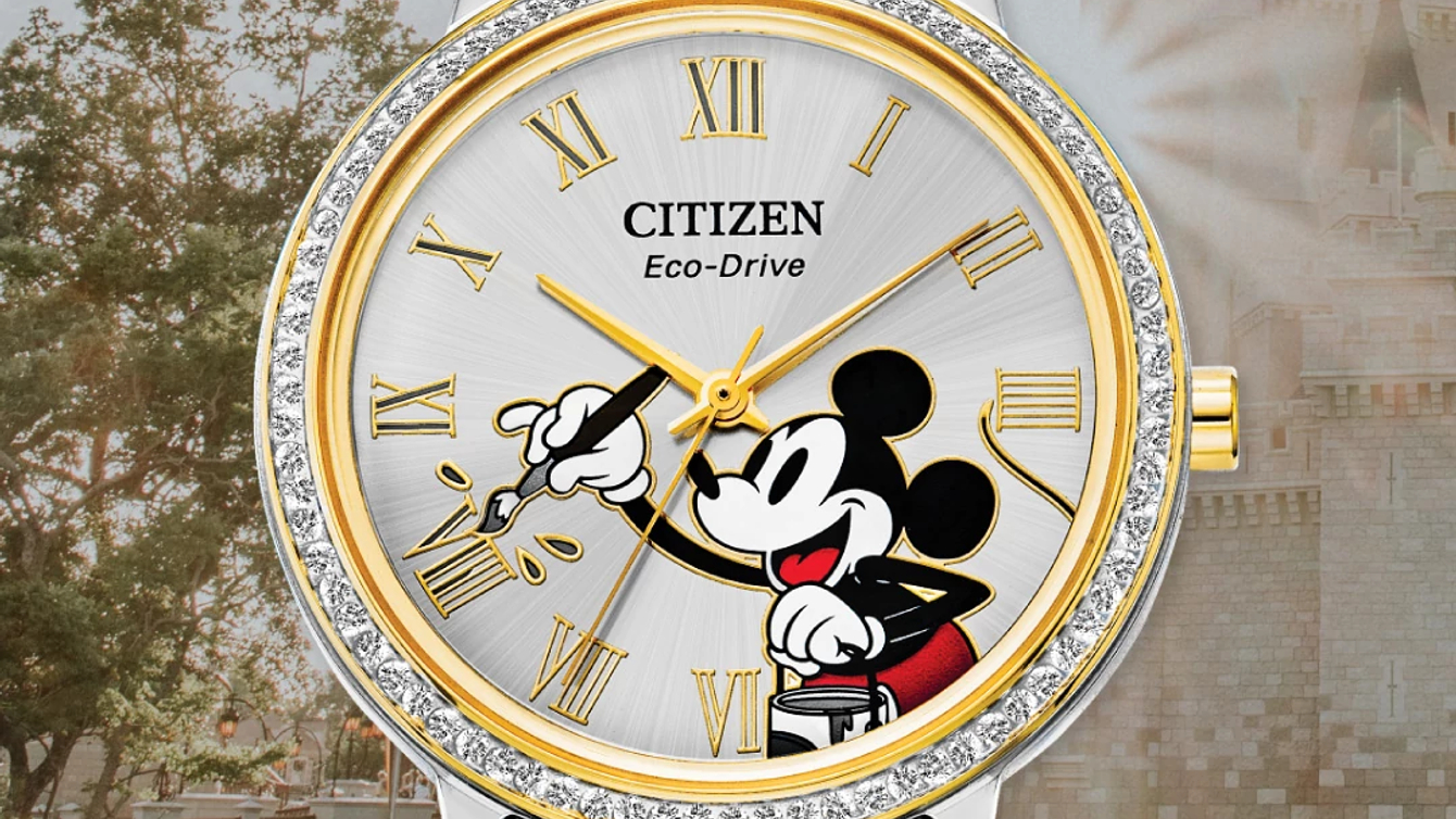 Mickey Crystal Silver Tone Dial Stainless Steel Bracelet FE7044